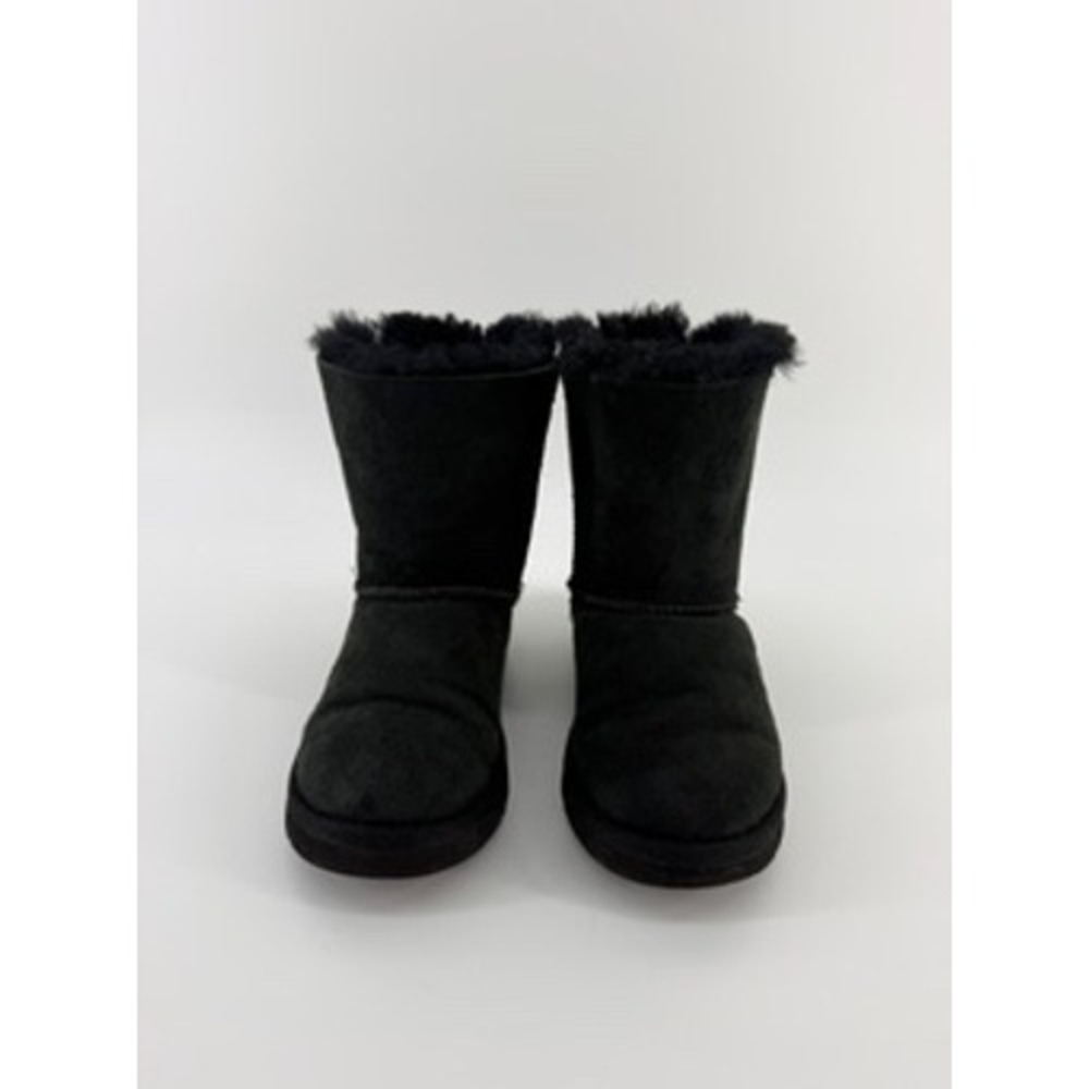 UGG Bailey Bow II Black Suede Sheepskin Boots Kids Size 1 1017394K